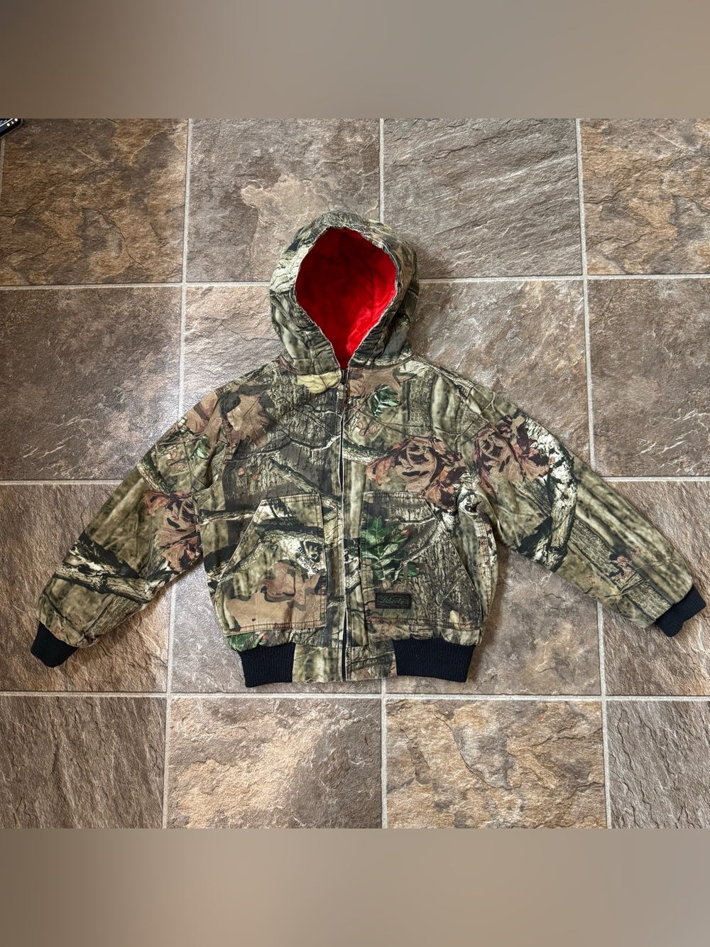 Walls Kid Grow Regular Camo Hooded Bomber Jacket Realtree Camouflage Youth Med.